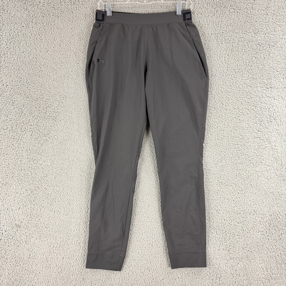 Under Armour Athletic Pants Mens Small Gray Loose Fit Tapered Training Joggers